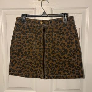 NWT leopard print denim mini skirt